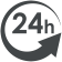 Signet 24-Stunden-Notdienst: Pfeilkreis mit der Aufschrift 24h